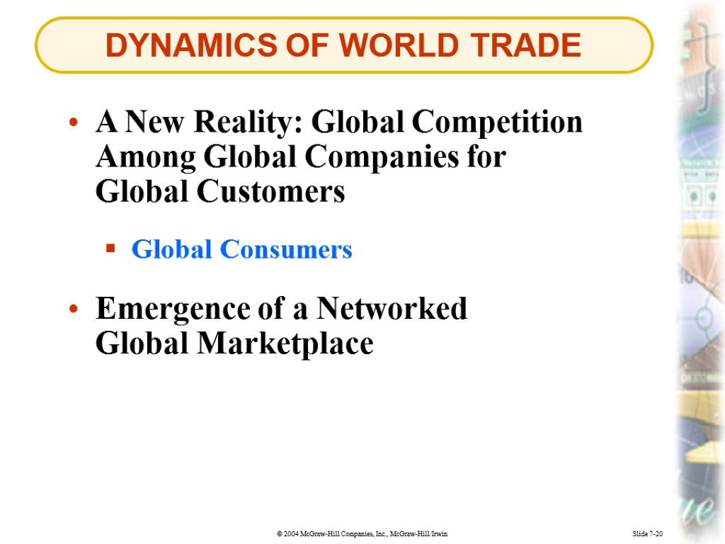 DYNAMICS OF WORLD TRADE Slide 7-20 A New Reality: Global Competition Among Global Companies